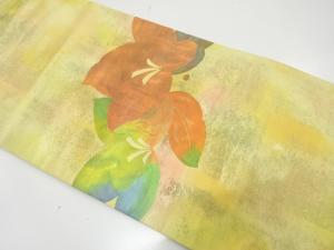 花模様織り出し　名古屋帯